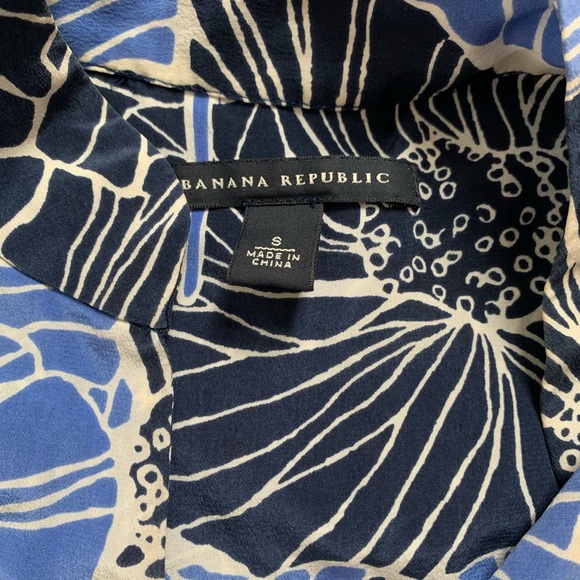 BANANA REPUBLIC 100% SILK FLORAL BLUE DRESS - Picture 5 of 9